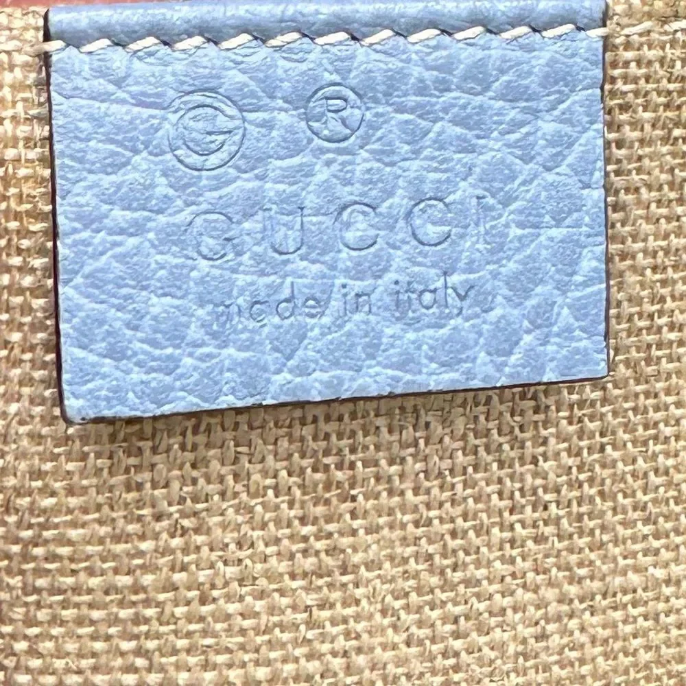 Auth Gucci Small Dollar Calfskin Dome Mineral Blue 2way GG Charm Bag Satchel - Picture 16 of 16